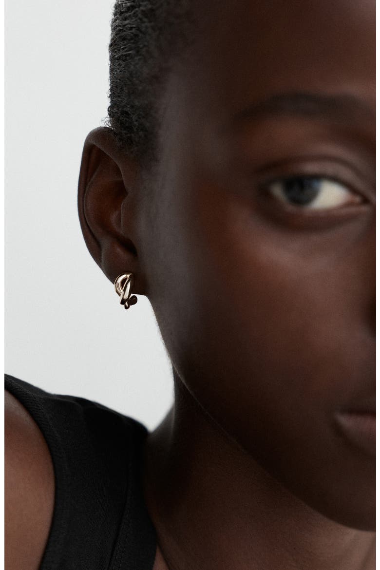 Ochre Sterling Silver Huggie Hoop Earrings, Alternate, color, STERLING SILVER