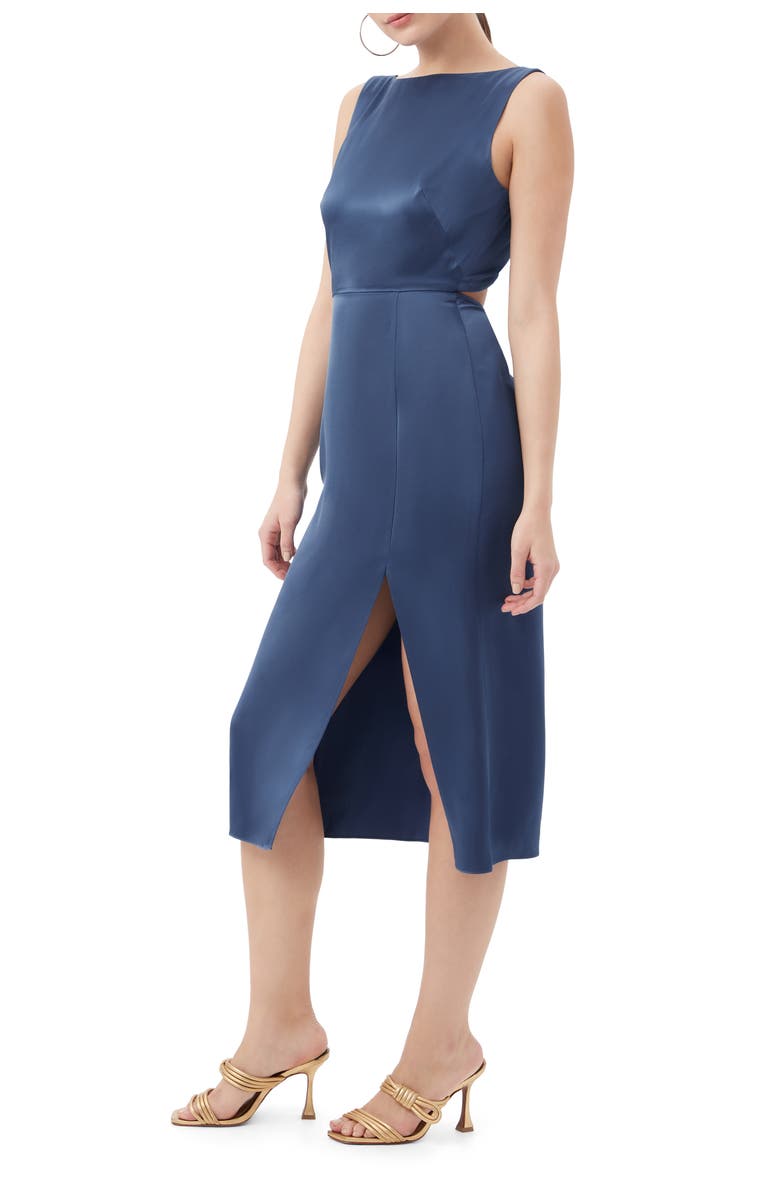 Trina Turk Mochi Satin Sheath Dress, Alternate, color, Sumi Blue