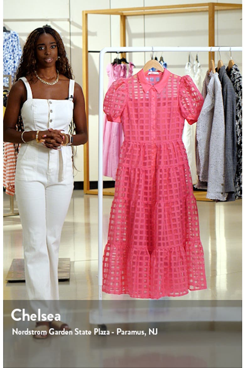 Grid Pattern Tiered Midi Shirtdress video