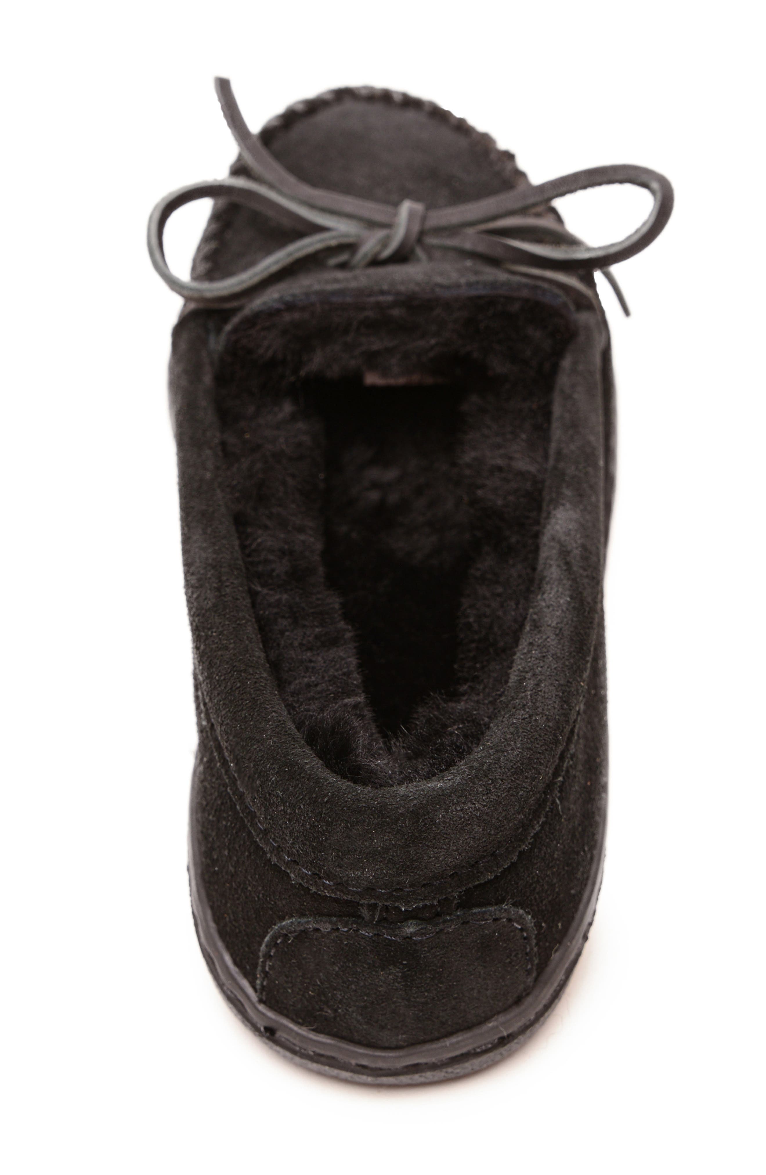Minnetonka Genuine Shearling Lined Driving Shoe, Alternate, color, Black