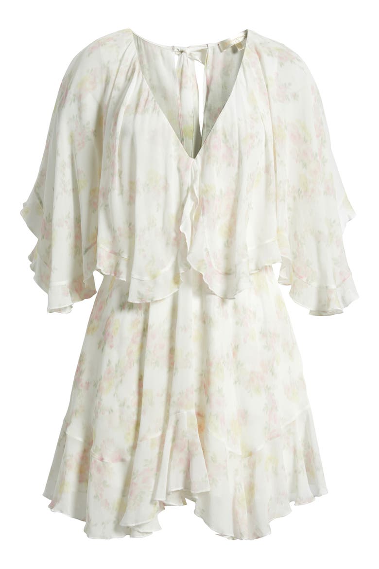 Avaline Floral Ruffle Minidress, Alternate, color, WHITE PEACH