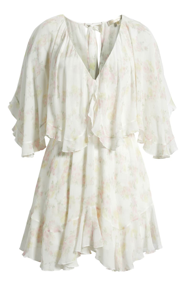 LoveShackFancy Avaline Floral Ruffle Minidress, Alternate, color, White Peach