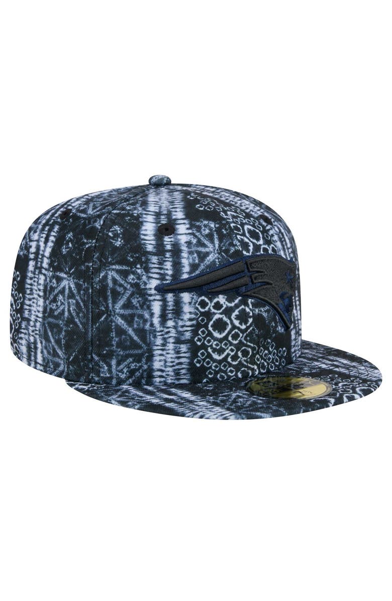 New Era Men's New Era Black New England Patriots Shibori 59FIFTY Fitted Hat, Alternate, color, 