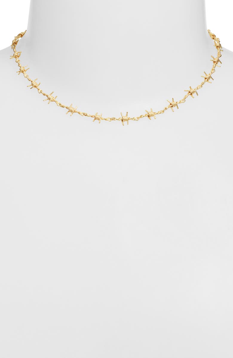 The M Jewelers The Barbwire Necklace & Bracelet Set, Alternate, color, Gold