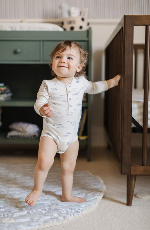 Pehr Henley Organic Cotton Bodysuit In Blue