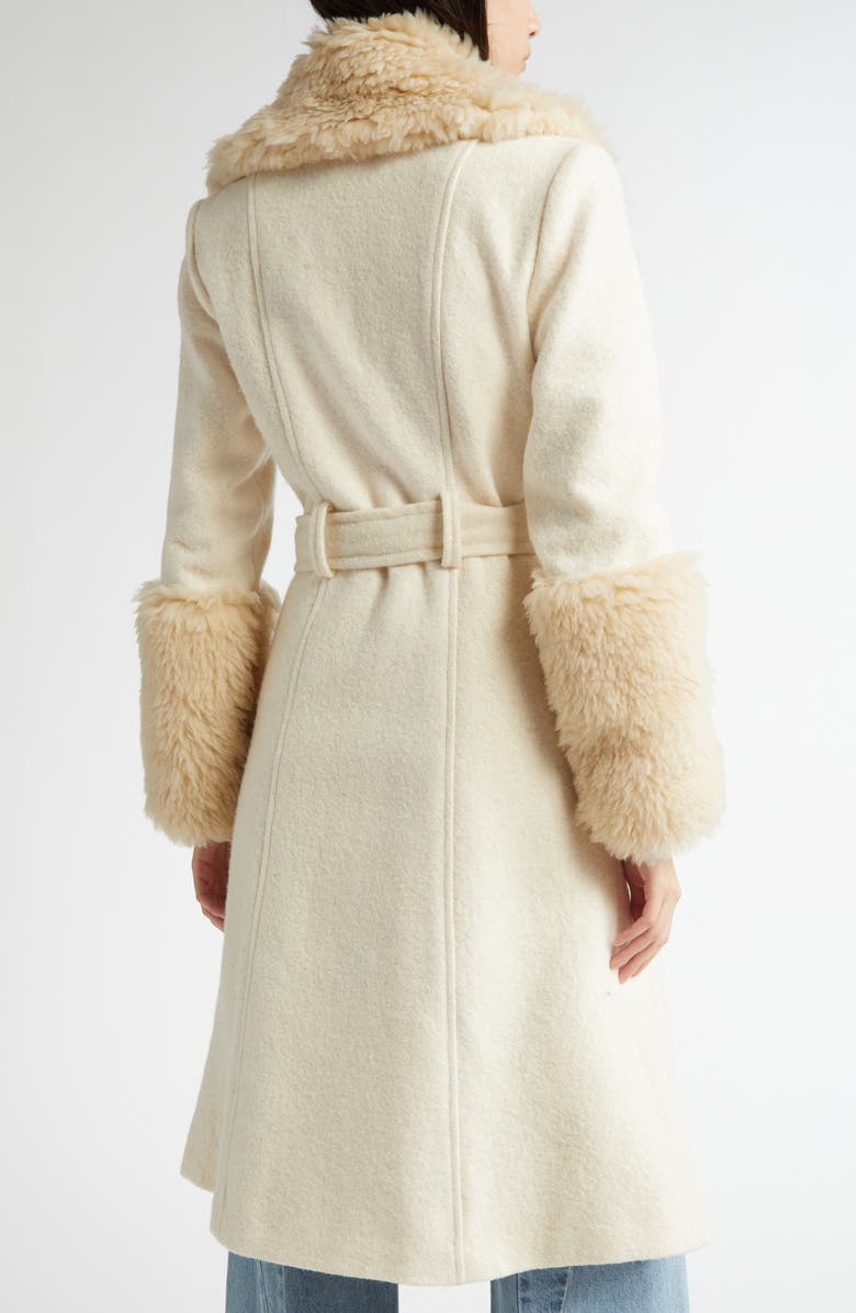 CONNER IVES Wool Blend Wrap Coat with Faux Fur Trim, Alternate, color, 