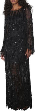 NEXT Sequin Tassel Long Sleeve Dress