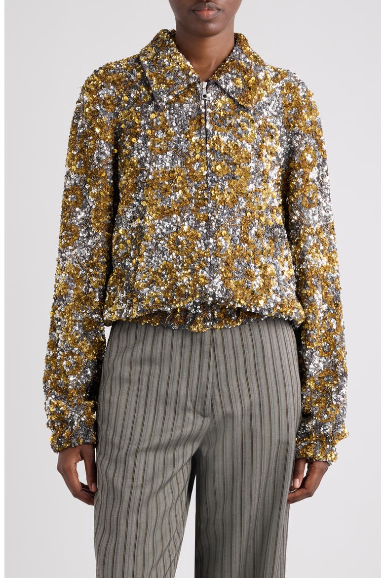 Abstract Sequin Jacket, Main, color, SILVER