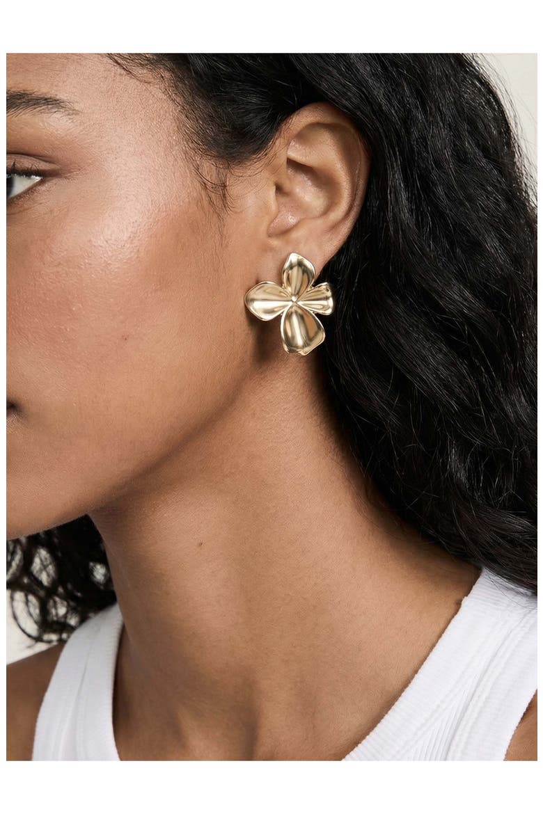 Flower Stud Earrings, Alternate, color, GOLD