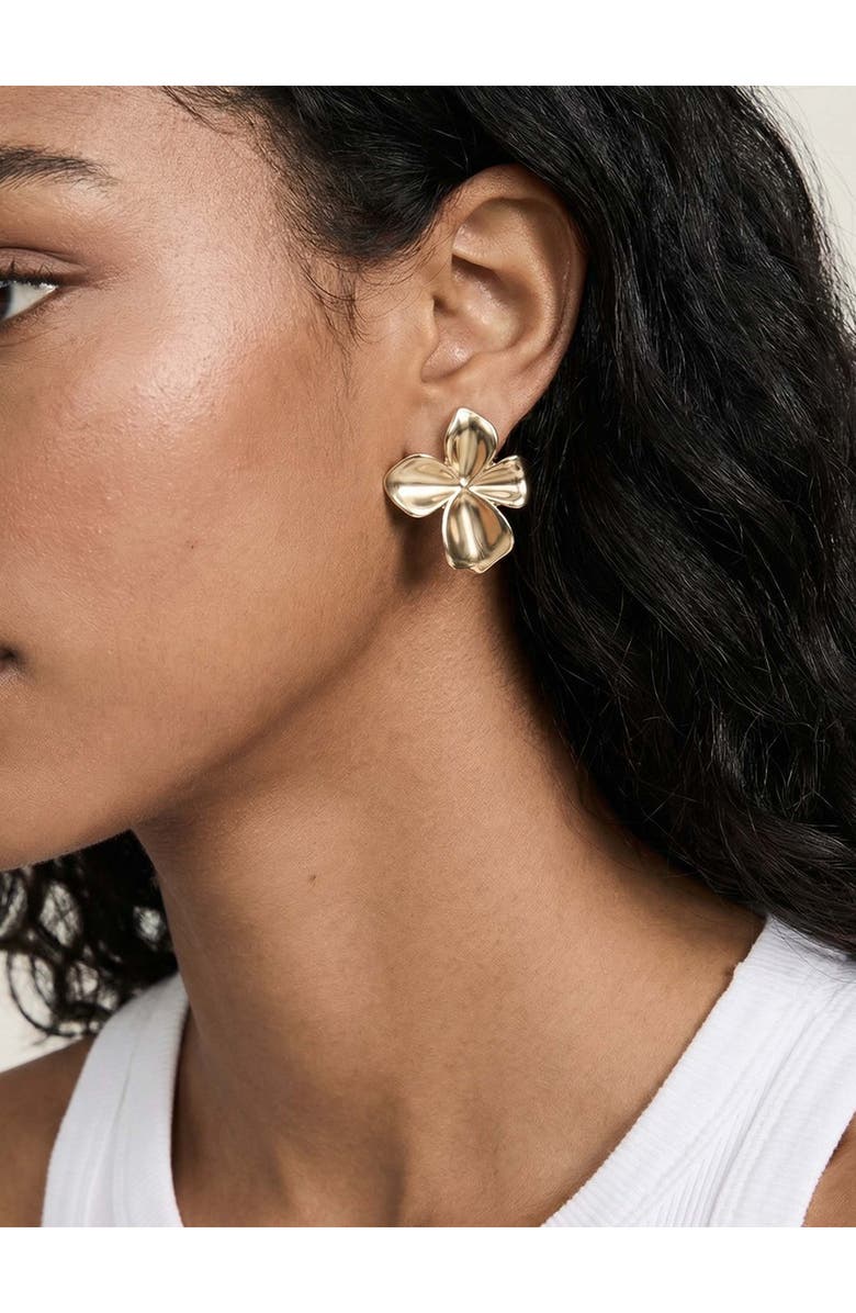Ettika Flower Stud Earrings, Alternate, color, Gold