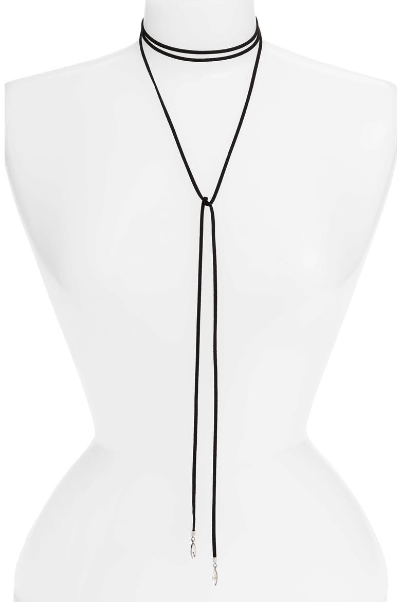 Long Wrap Choker Necklace, Main, color, BLACK