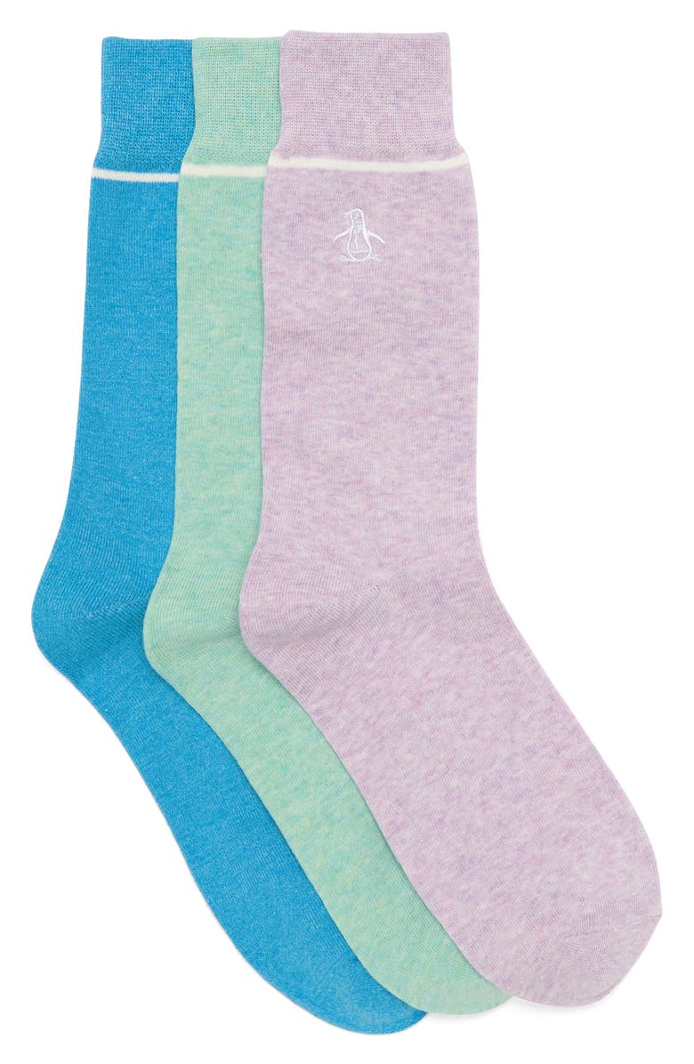 Original Penguin 3-Pack Solid Pin Crew Socks, Main, color, 