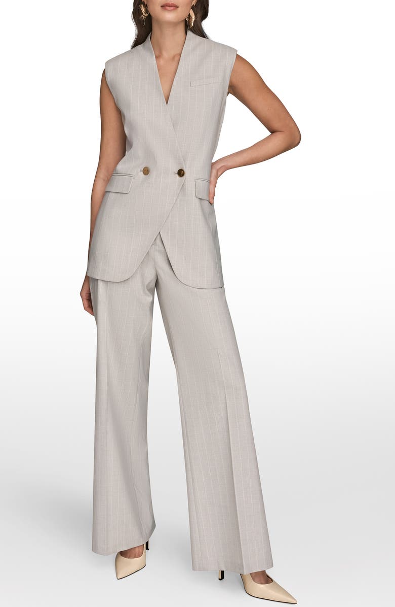 Donna Karan New York Pinstripe Vest, Alternate, color, Vapor Multi