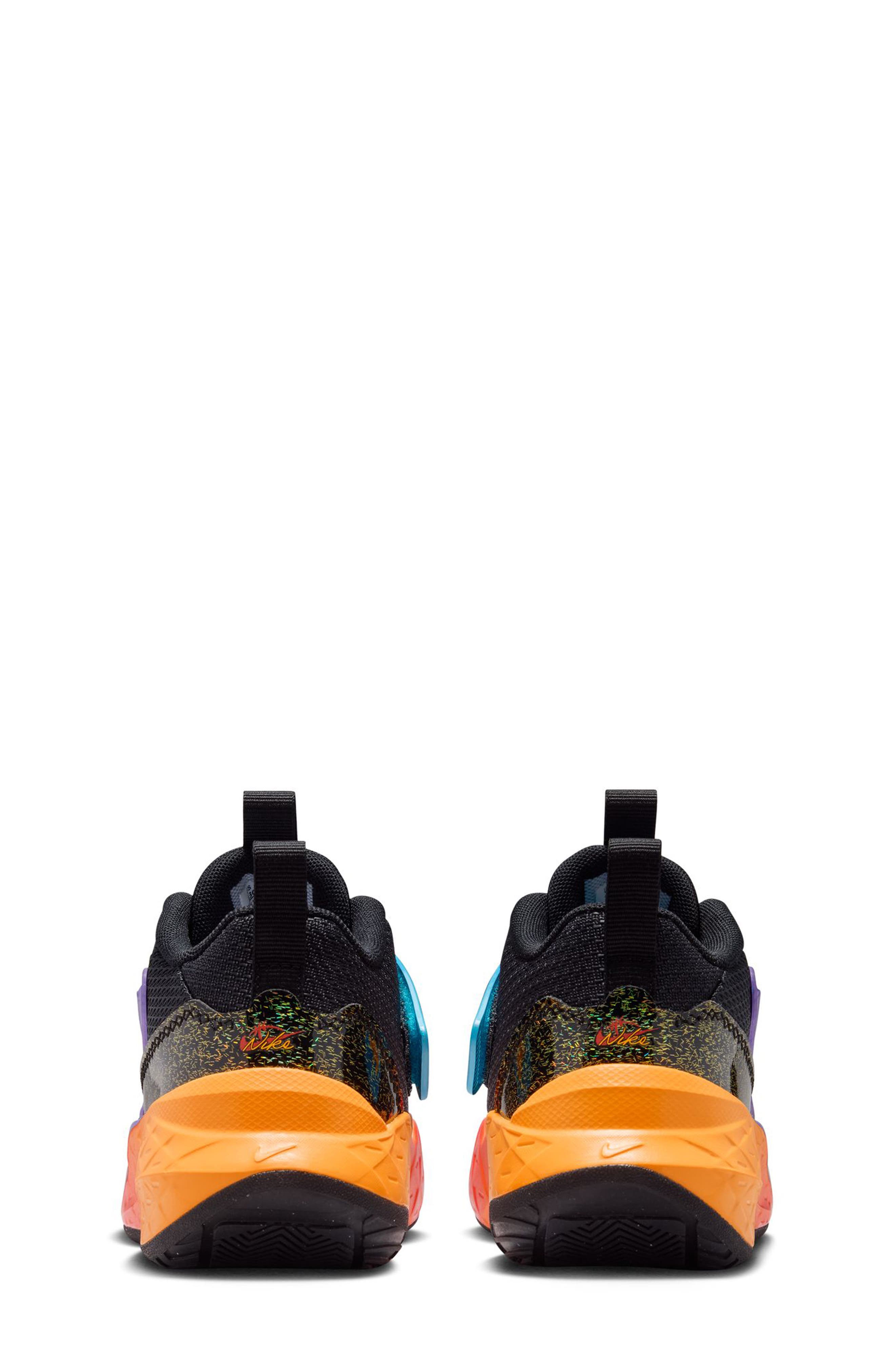 Kids' Team Hustle D 12 Basketball Shoe, Alternate, color, BLACK/ WHITE/ ORANGE/ GRAPE