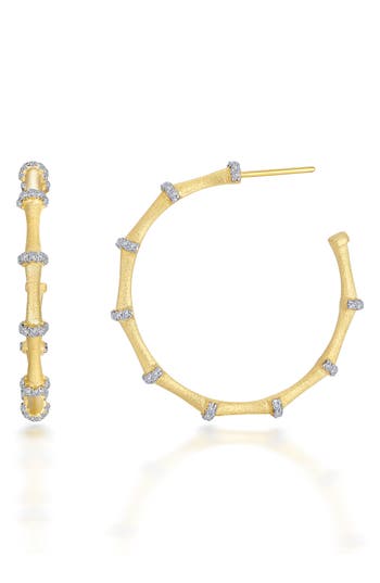 Lafonn Bamboo Hoop Earrings In Gold