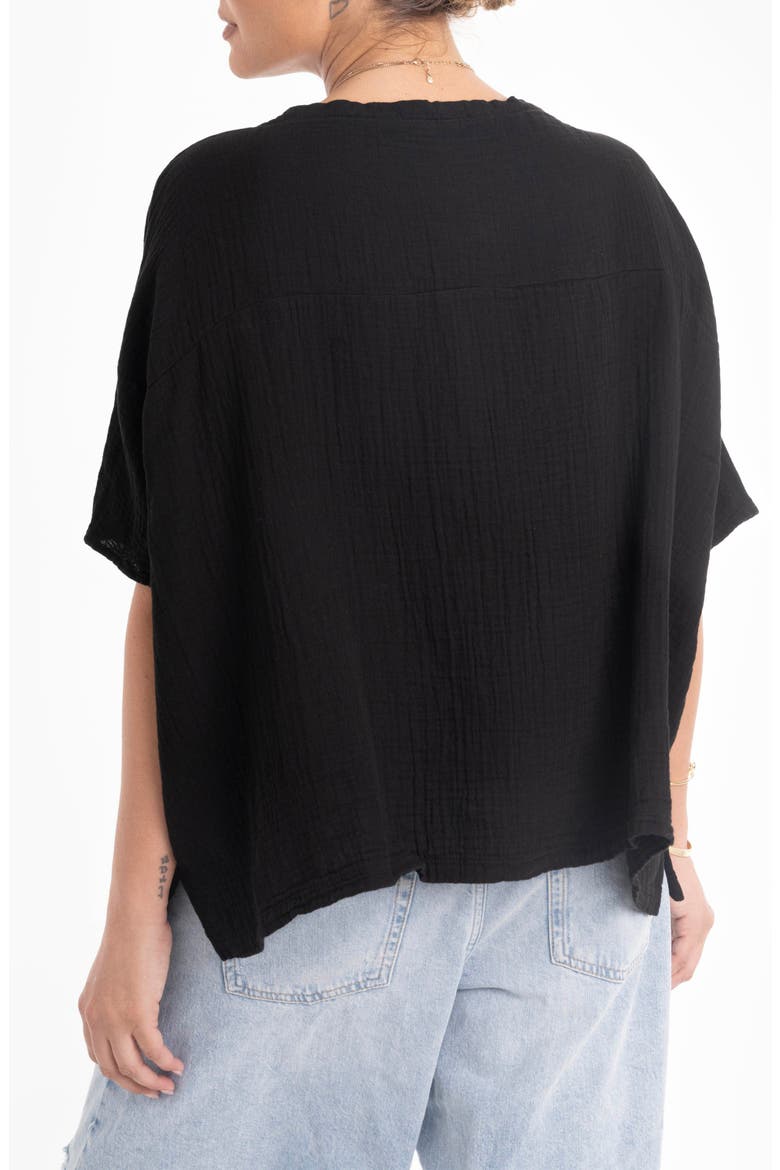 Square Gauze Top, Alternate, color, Black