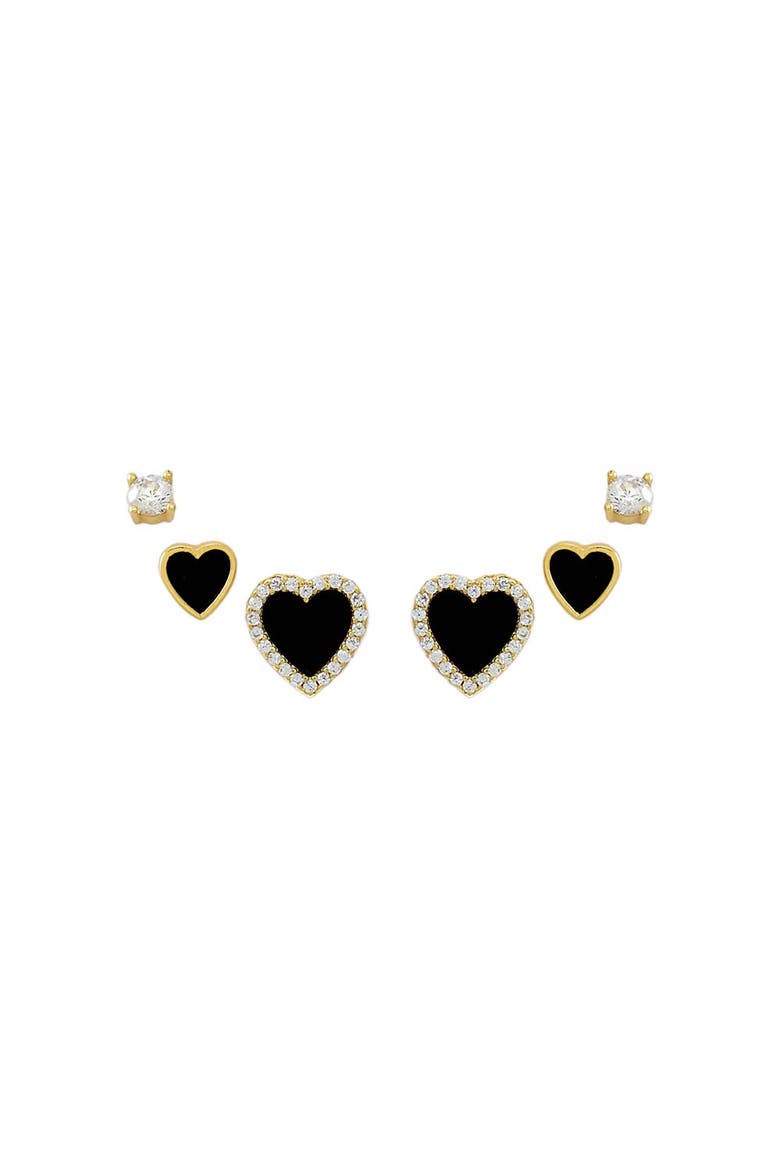 Onyx Heart Stud Earring Combo Set, Main, color, Onyx