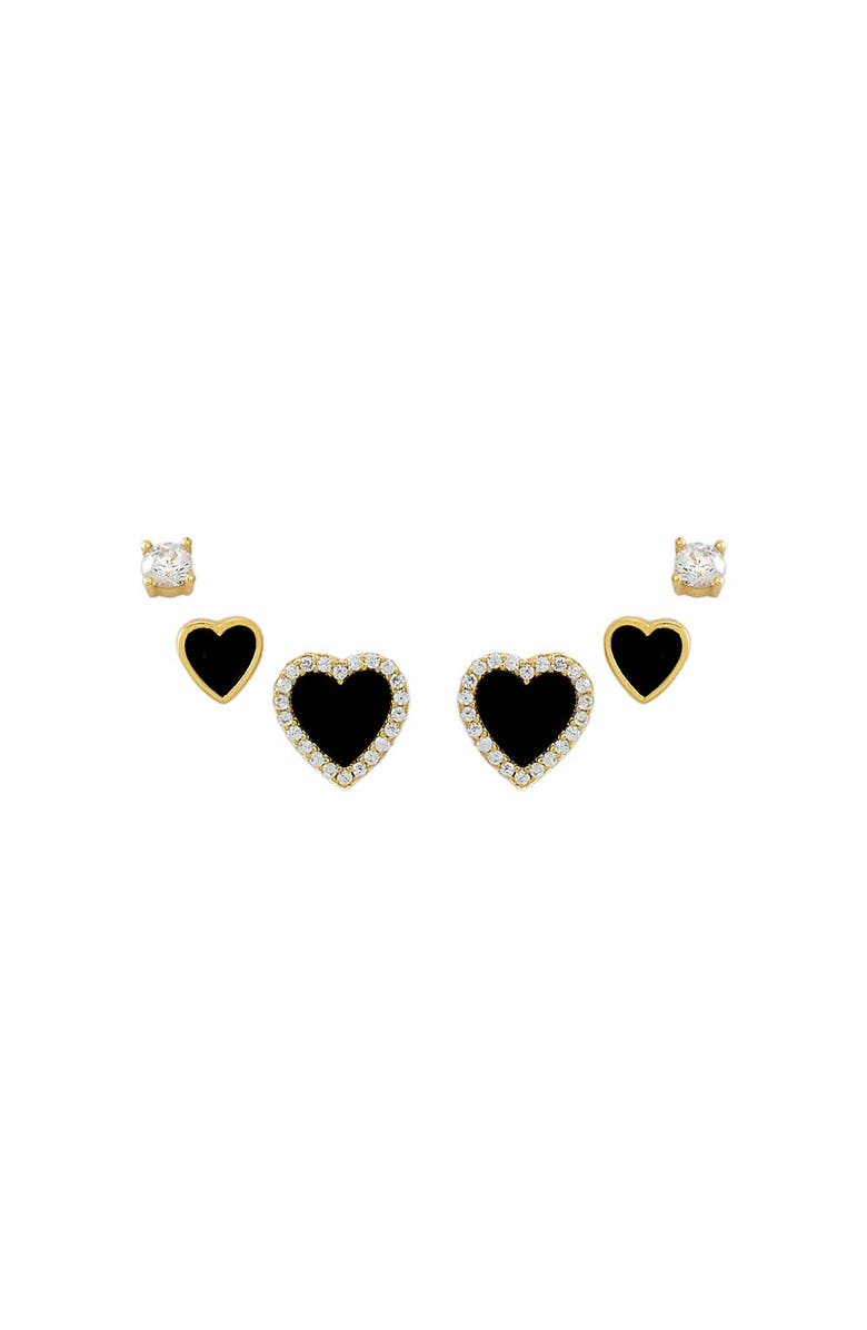 BY ADINA EDEN Onyx Heart Stud Earring Combo Set, Main, color, 