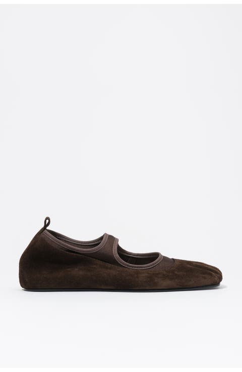 Suede Tricot Ballerina Flats