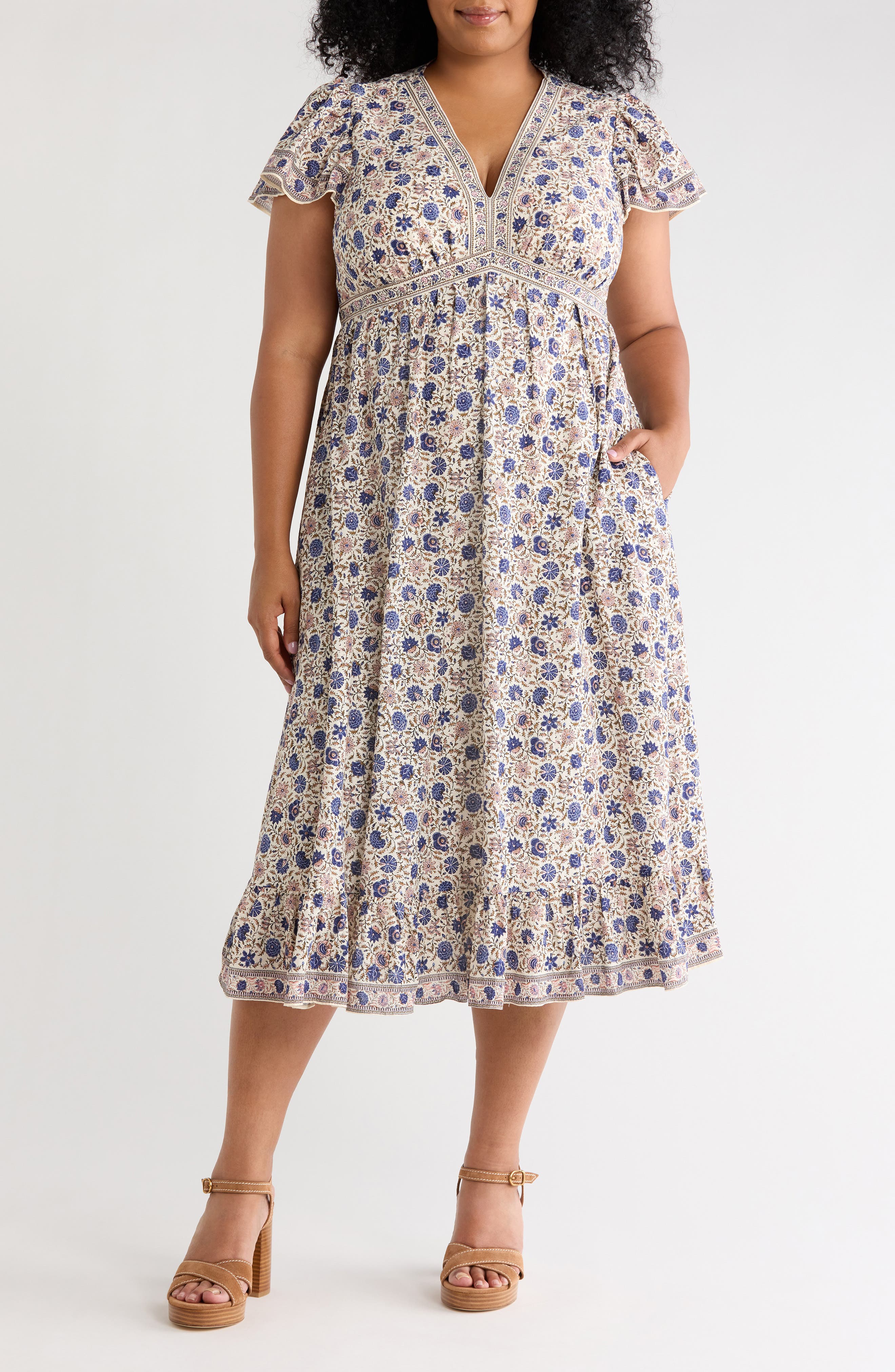 ECRU/ DENIM LEAFY FERM