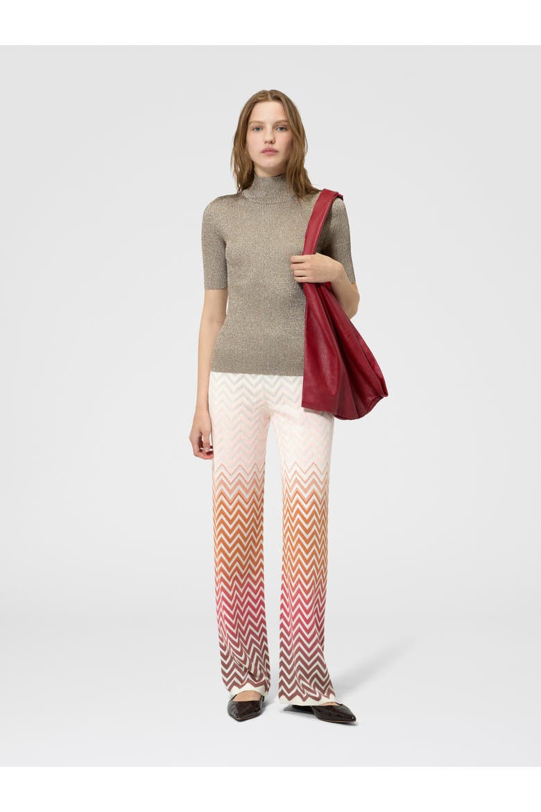 Trousers In Cotton And Viscose Chevron Dégradé, Alternate, color, Pink & Rust