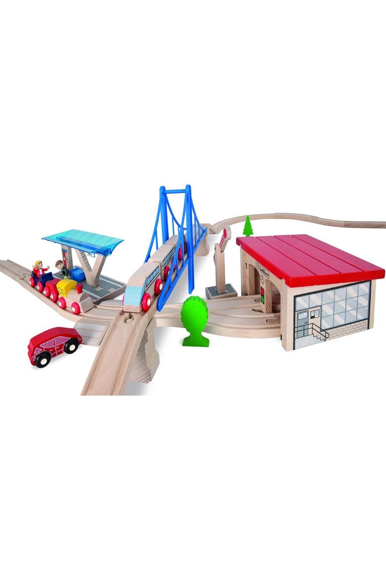 Eichhorn Large Wooden Train Set, Ages 3+, Alternate, color, Multicolored