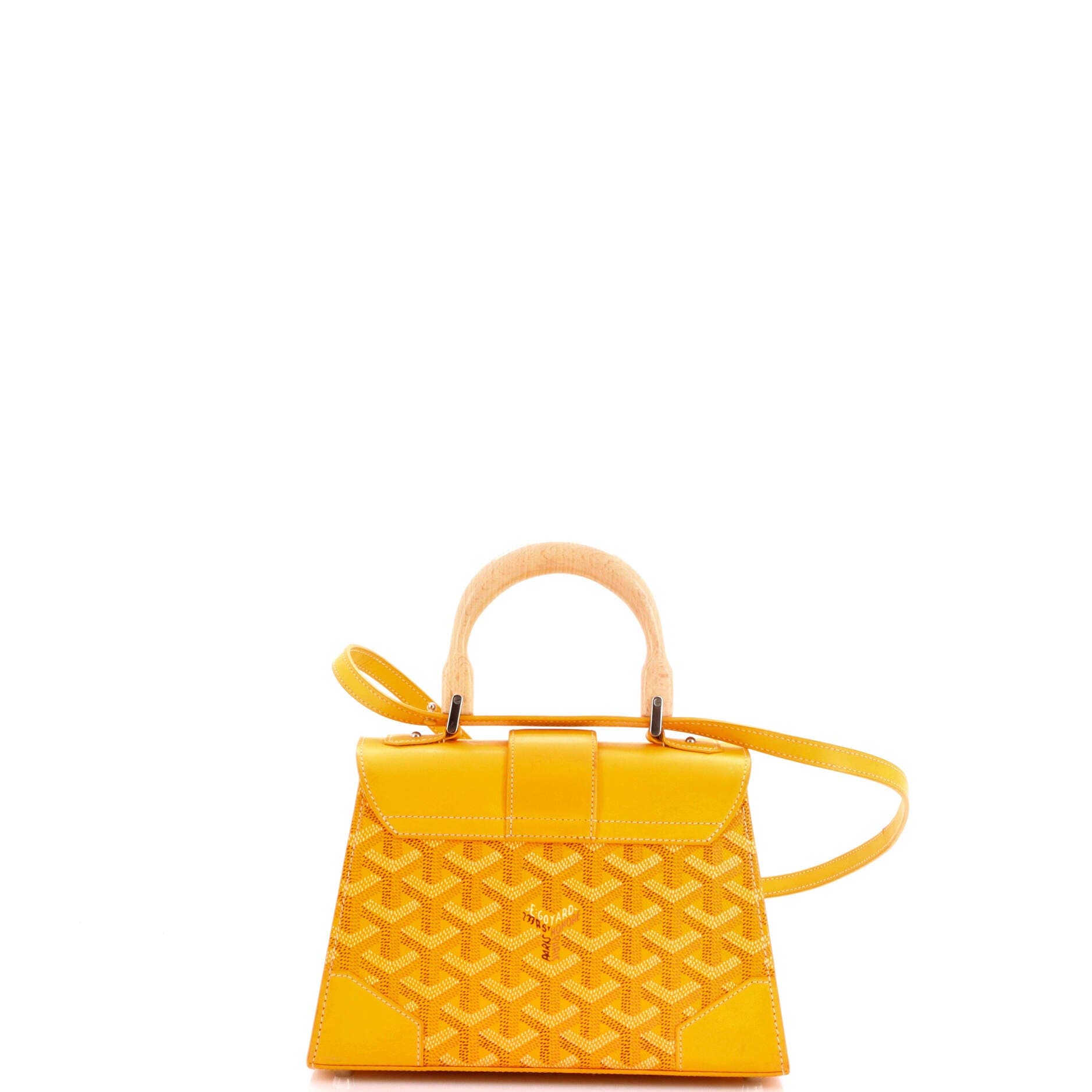 Pre-Owned Goyard Structured Saigon Top Handle Bag Coated Canvas with Leather Mini, Alternate, color, Yellow