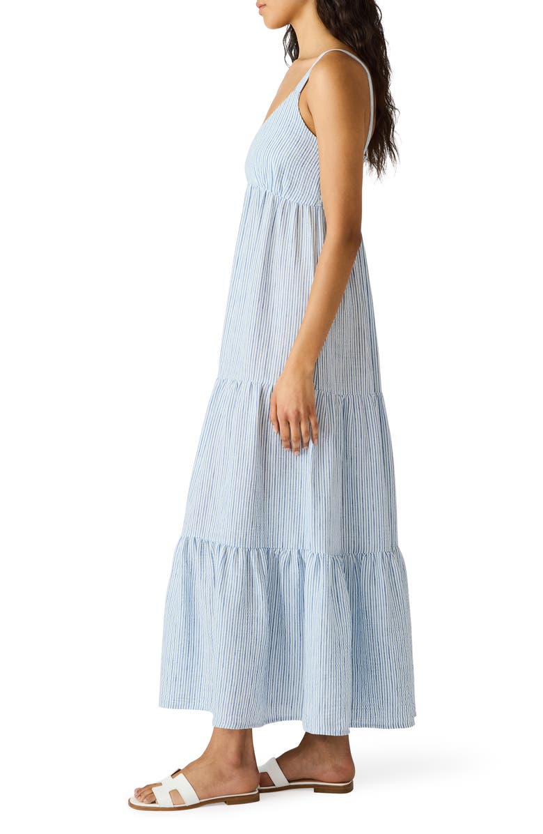 Steve Madden Elianna Stripe Tiered Sundress, Alternate, color, Arctic Blue Stripe