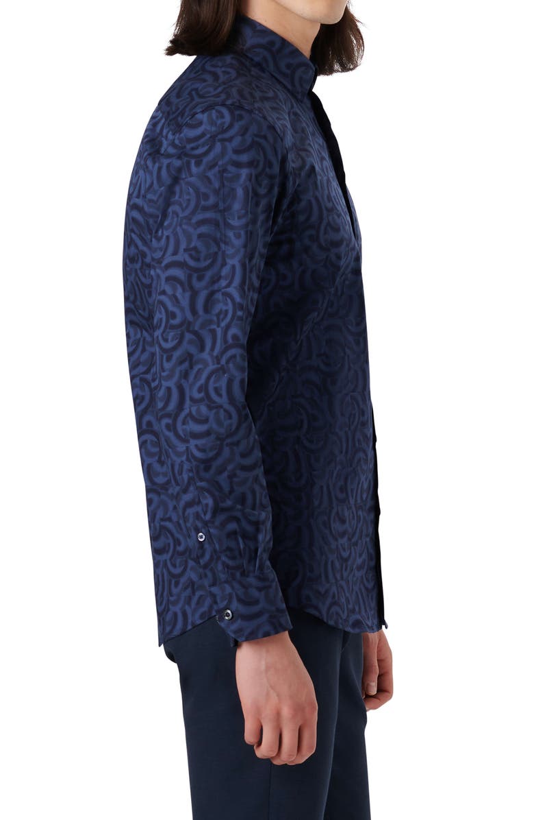 Bugatchi Classic Fit Abstract Stretch Cotton Button-Up Shirt, Alternate, color, 