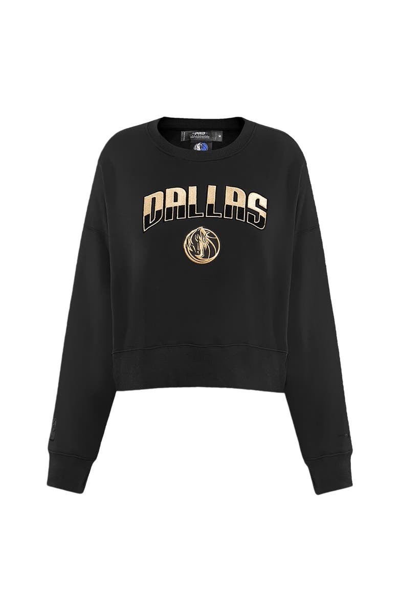 PRO STANDARD Women's Pro Standard  Black Dallas Mavericks Glam Cropped Pullover Sweatshirt, Alternate, color, 