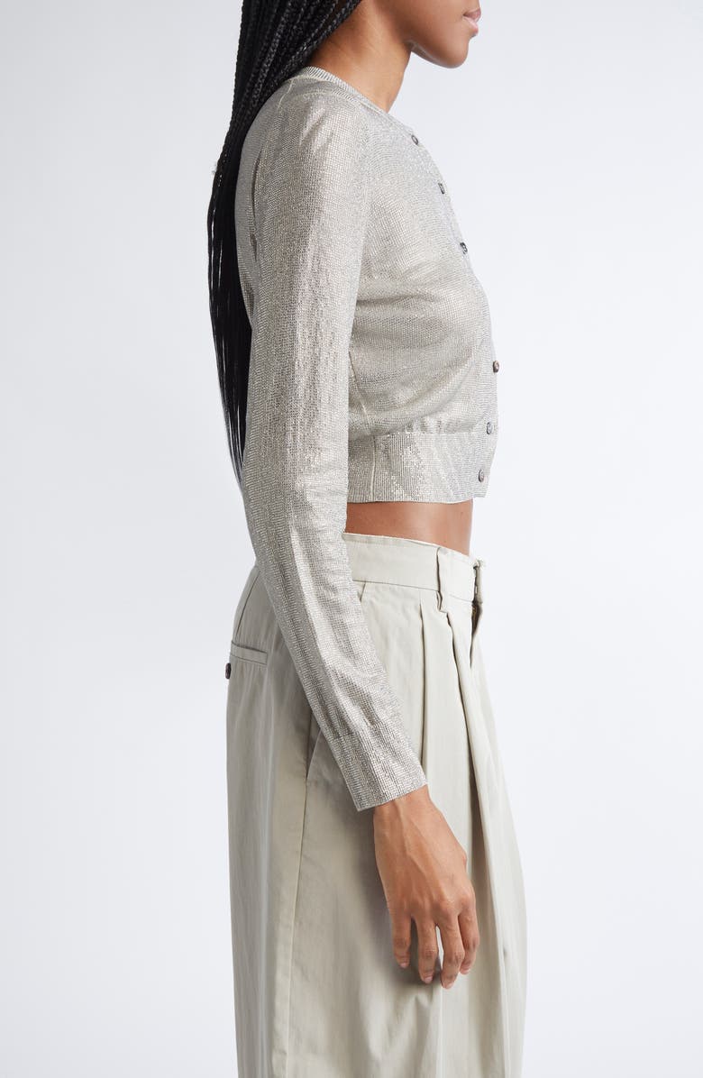 Alexander Wang Crystal Hotfix Crop Cardigan, Alternate, color, Champagne