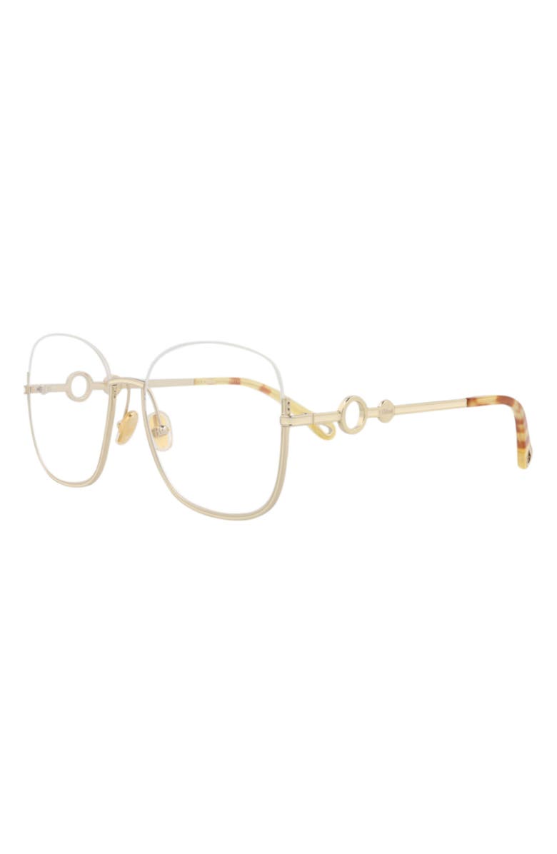 Chloé 56mm Square Optical Glasses, Alternate, color, Gold Gold Transparent