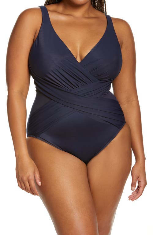 Miraclesuit® Illusionist Crossover One-Piece Swimsuit in Midnght Bu 