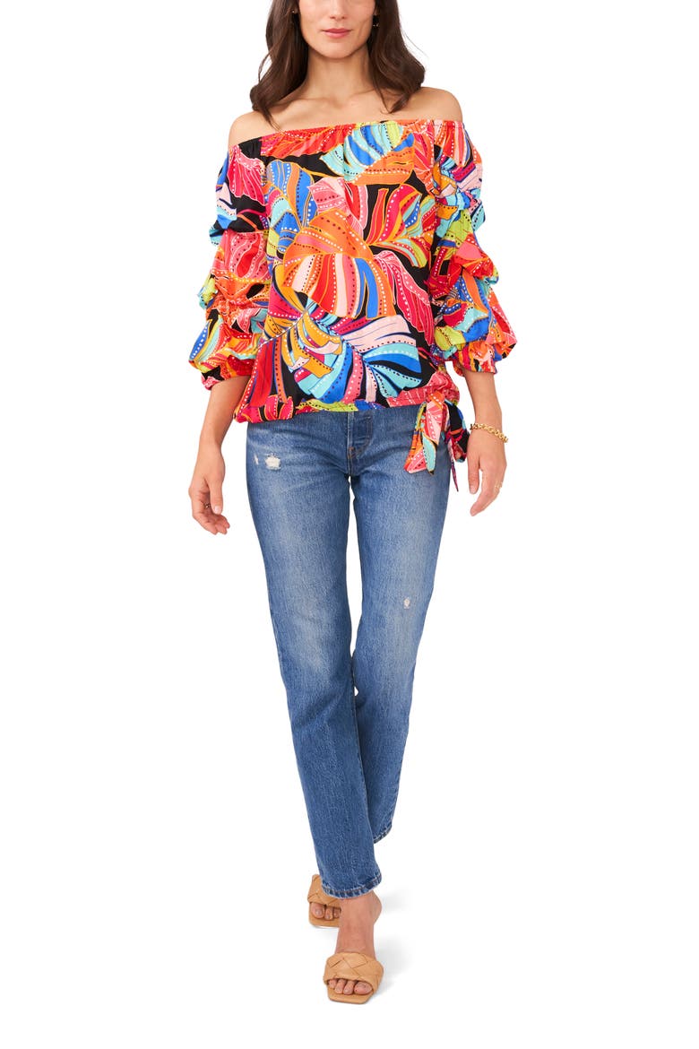Off the Shoulder Balloon Sleeve Top, Alternate, color, RICH BLACK