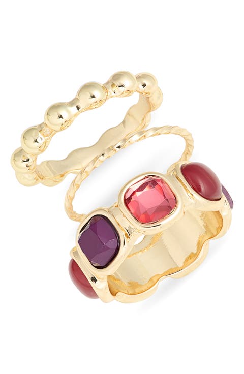Set of 3 Cabochon Stacking Rings