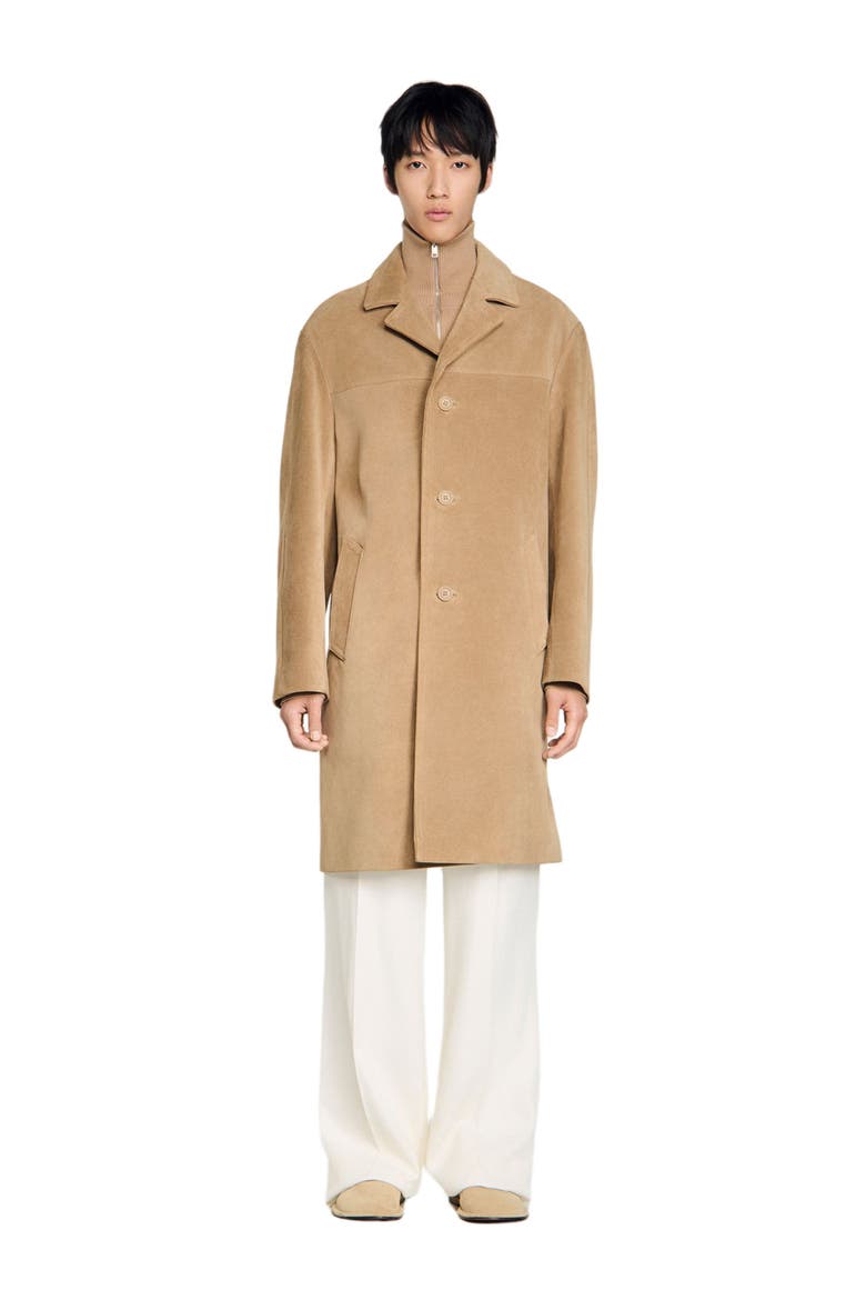 Long belted leather coat, Main, color, Cappucino