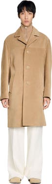SANDRO Long belted leather coat