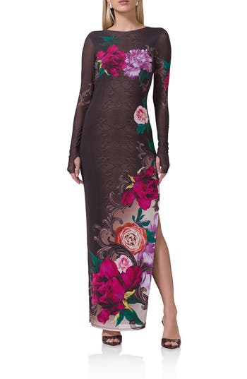 AFRM AFRM NETTIE LONG SLEEVE BACKLESS MAXI DRESS 