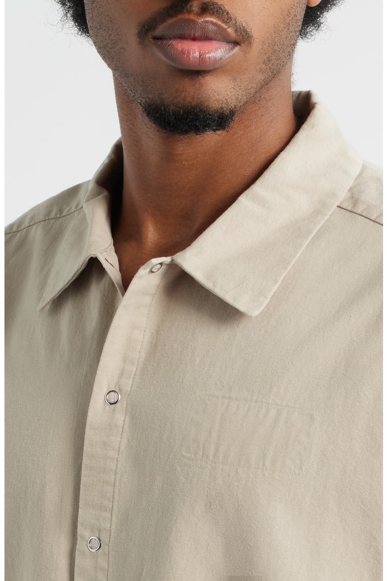 Keyhole Short Sleeve Snap-Up Shirt, Alternate, color, DUST