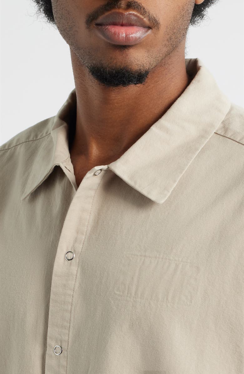 Elwood Keyhole Short Sleeve Snap-Up Shirt, Alternate, color, Dust