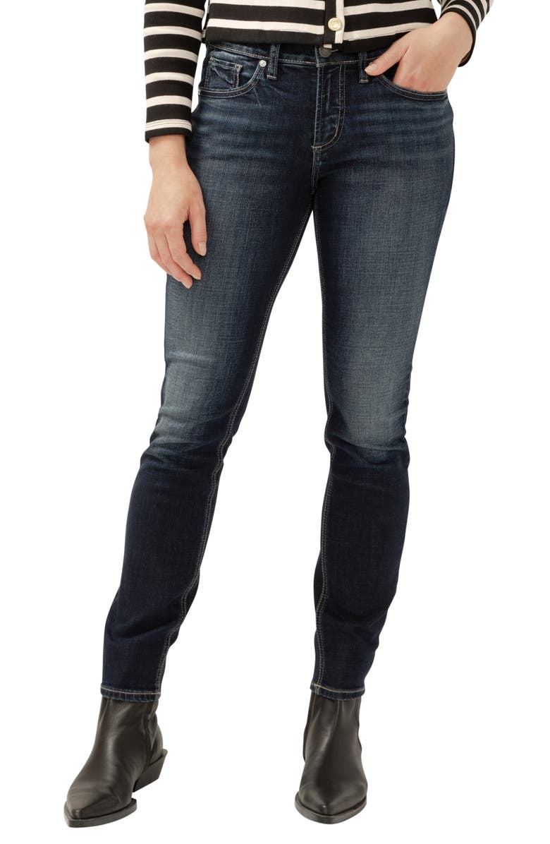 Silver Jeans Co. Suki Curvy Mid Rise Skinny Jeans, Main, color, 