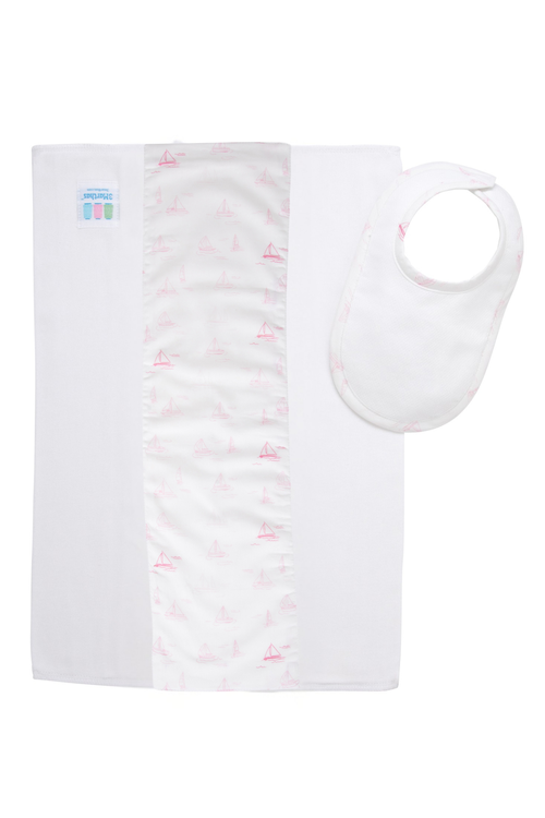 3 Marthas Print Drooler Bib & Burp Set