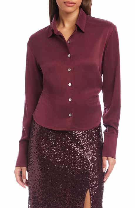Tawnie Side Pleat Satin Button-Up Shirt