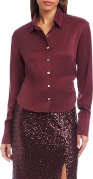 FIFTEEN TWENTY Tawnie Side Pleat Satin Button-Up Shirt