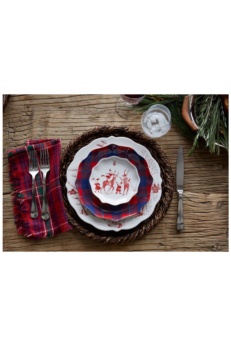 Reindeer Games Set of 4 Ceramic Tidbit Plates, Alternate, color, RUBY