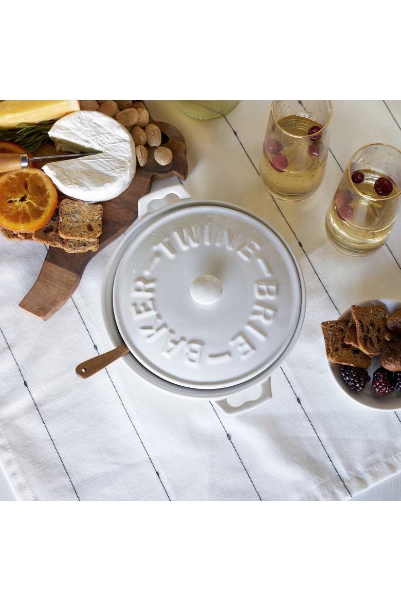 Ceramic Brie Baker & Wood Spreader Set, Alternate, color, White
