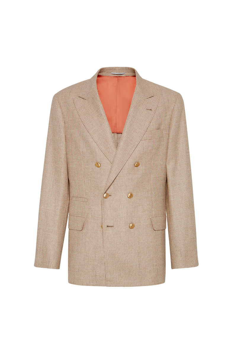 Brunello Cucinelli Houndstooth deconstructed blazer, Main, color, Beige