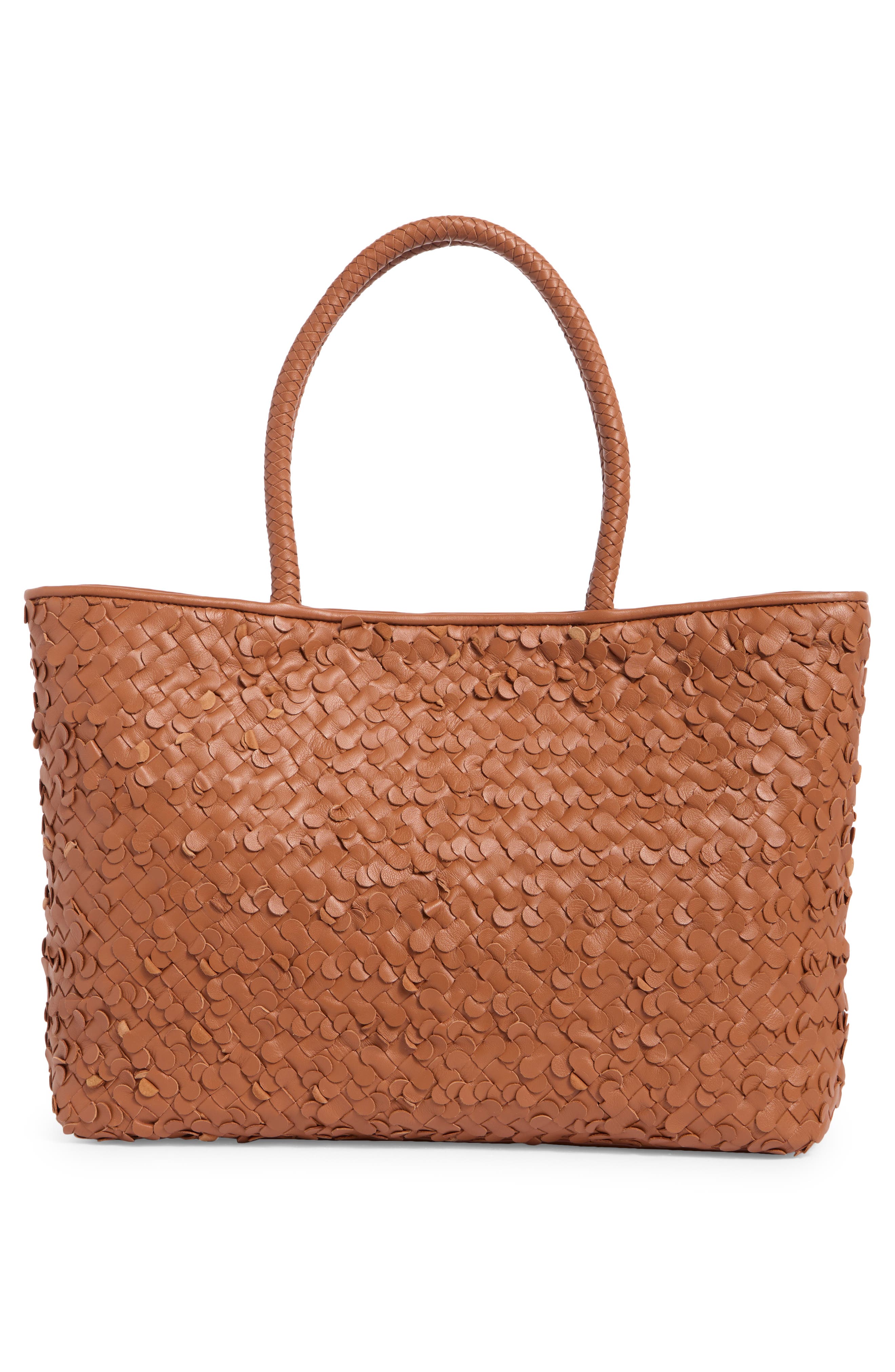 Sam Edelman Bianka Woven Leather Tote Bag, Alternate, color, Cognac
