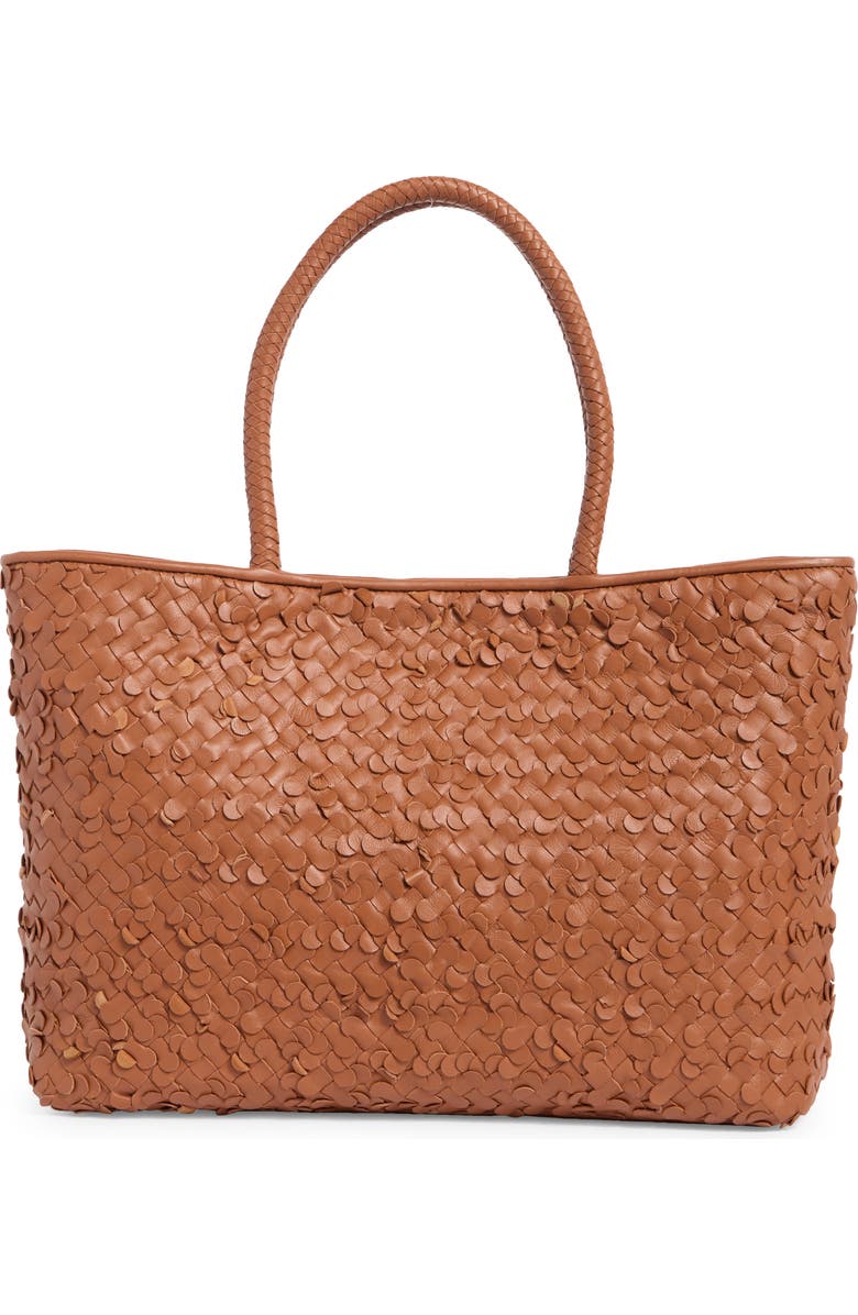 Sam Edelman Bianka Woven Leather Tote Bag, Alternate, color, Cognac