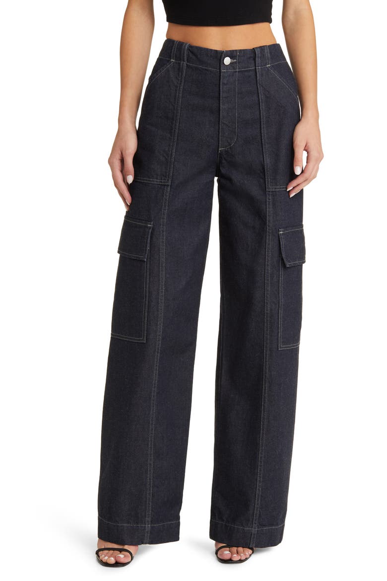 x EmRata Amia Wide Leg Cargo Jeans, Main, color, PRINCE ST